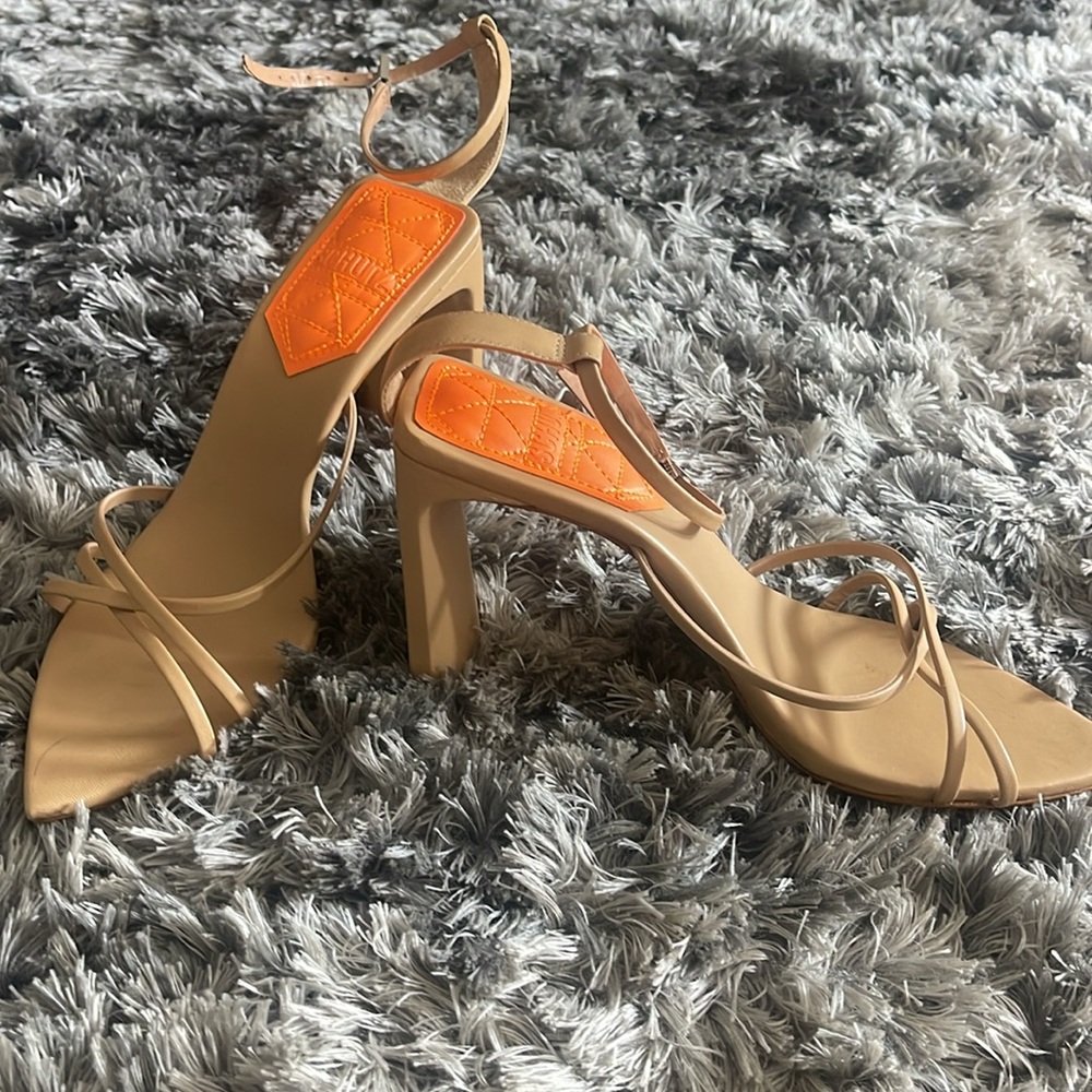 SCHUTZ Beige and Orange Strappy Heels